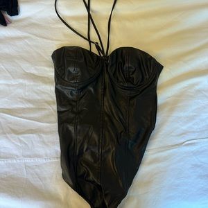Zara Leather Corset Bodysuit